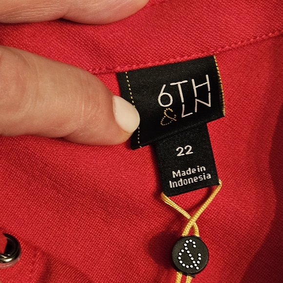 Lane Bryant 6TH & LN Plus Red Knee Length Sheath Dress  V-neck Sleeveless  22 - Picture 8 of 14